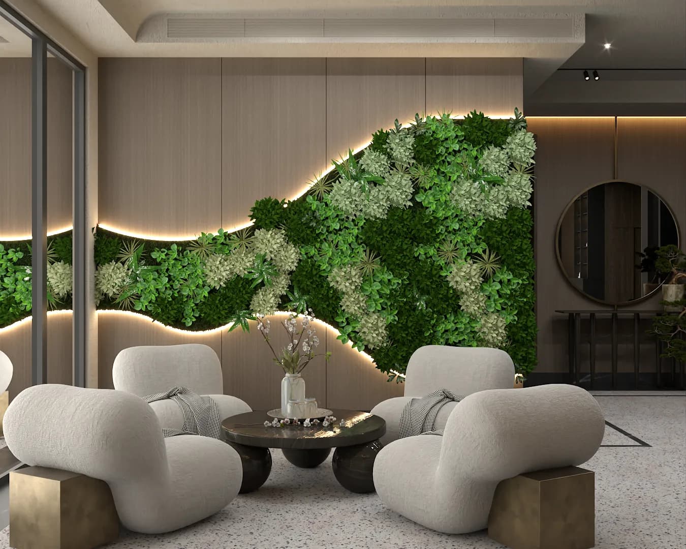 Medical waiting room with biophilic design