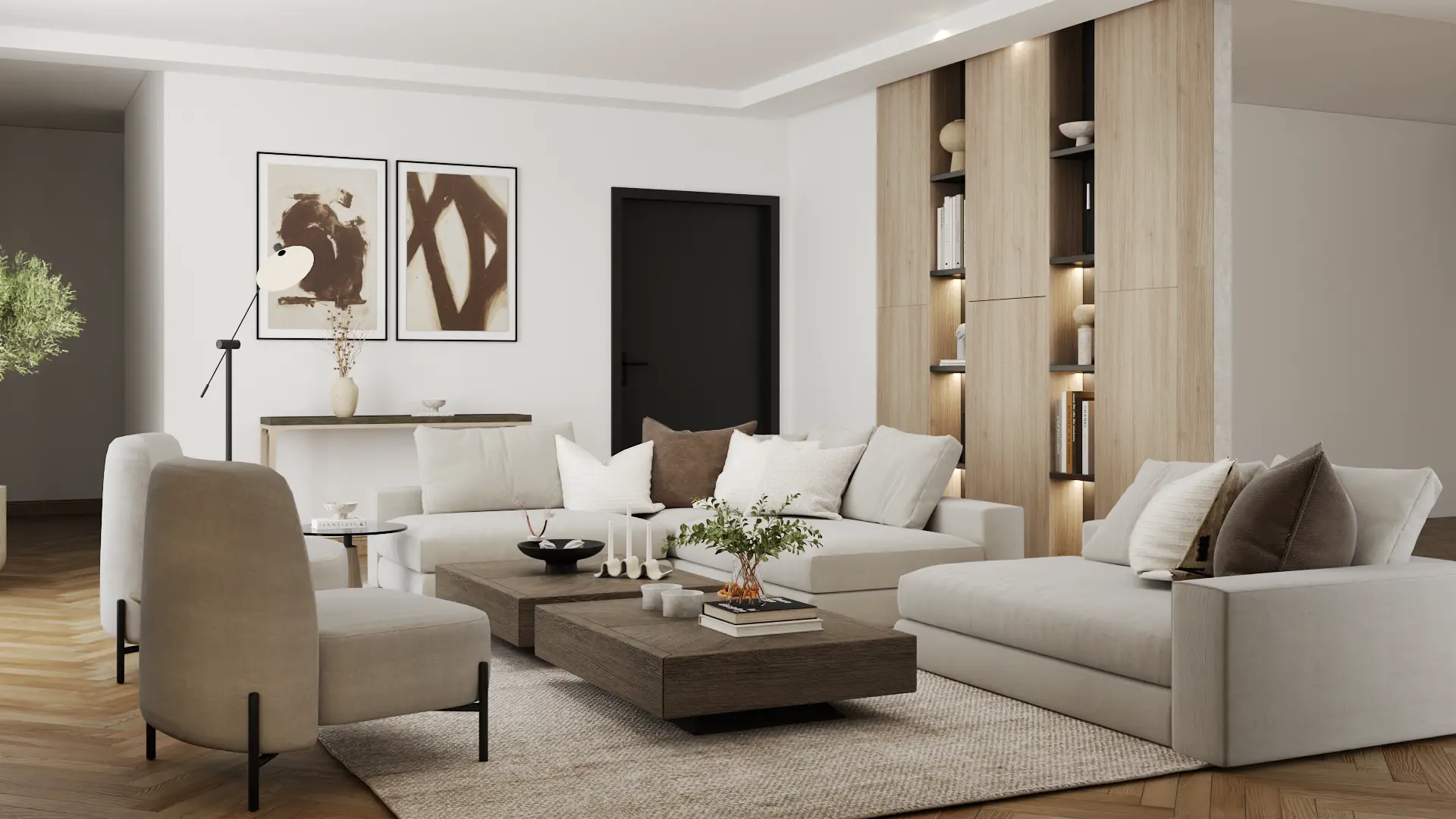 Modern living room with neutral tones by Debora Interiors